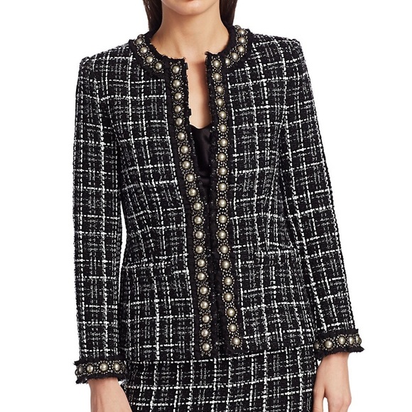 NWT Alice + Olivia Carmen Embellished Tweed Wool Blend Blazer size 6 - Picture 5 of 15